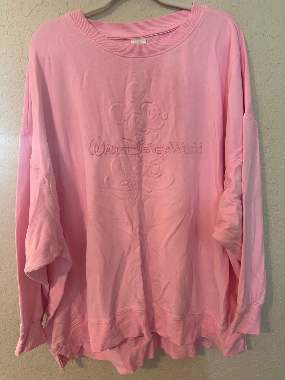 Disney Light Pink Embroidered Walt Disney World Crewneck Sweatshirt